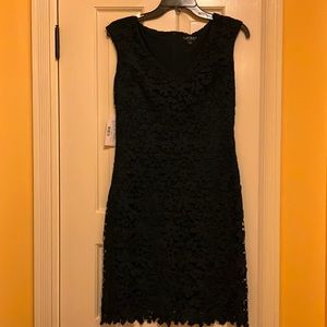 Lauren forest green cocktail dress, floral crochet overlay, fully lined